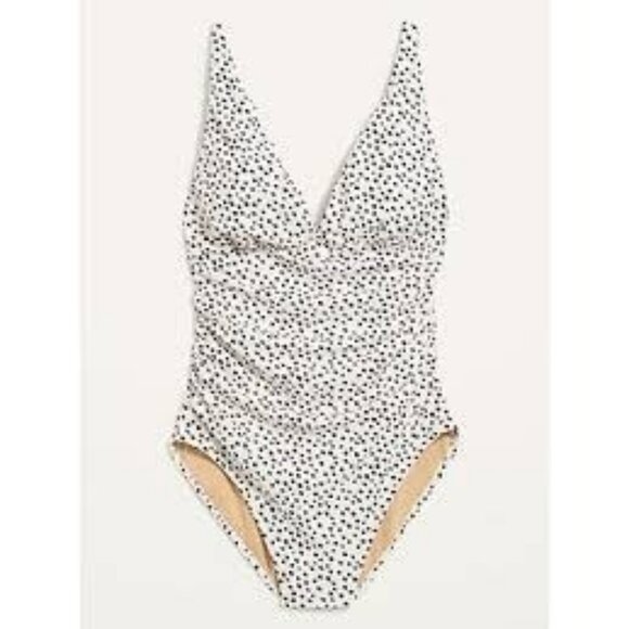 Old Navy Womens S Tall Cheetah Polka Dot One-Piece Swimsuit Ruffles UPF - Picture 2 of 12
